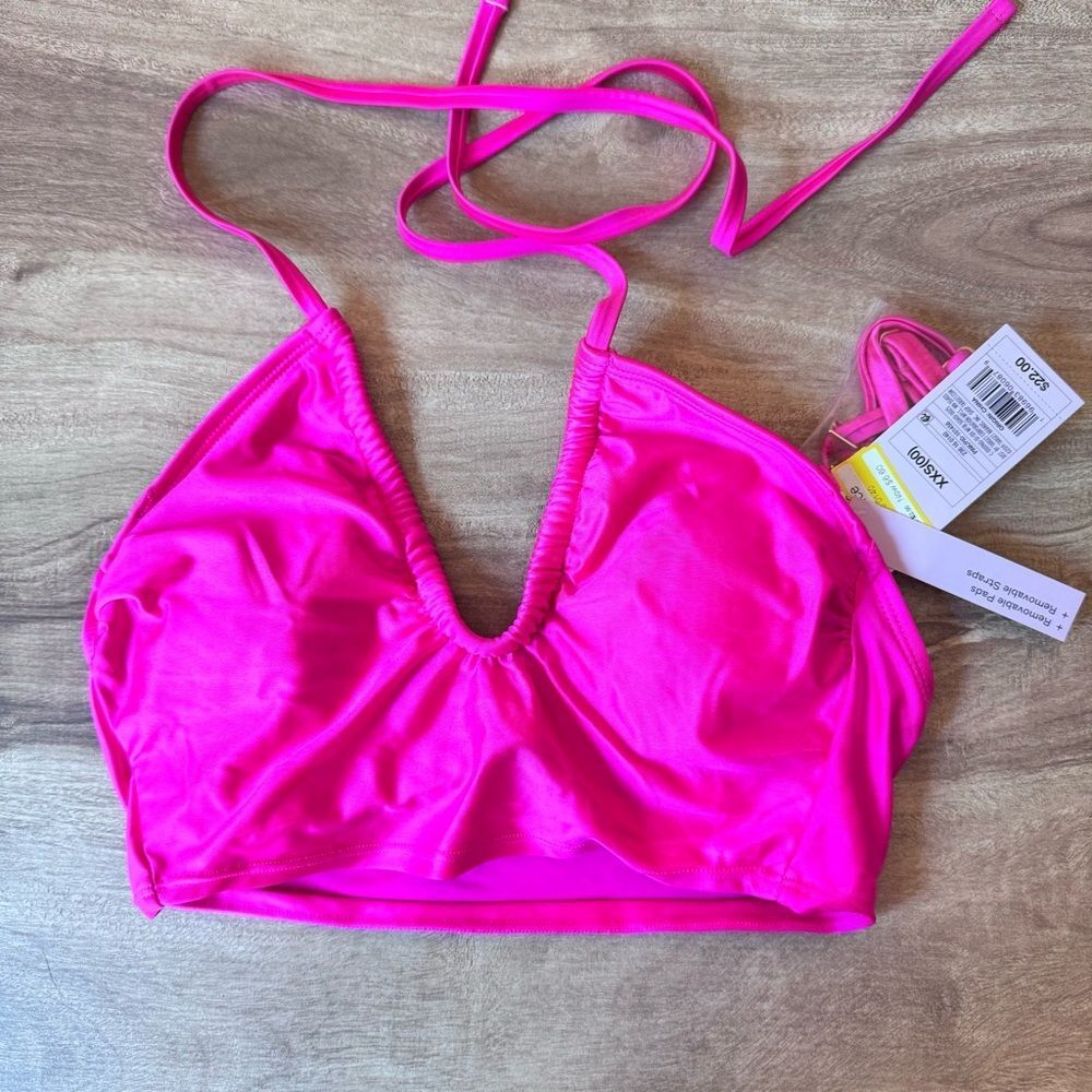 Wild Fable Metallic Pink Swim Top Bikini Top Shimmer Pink XXS New NWT